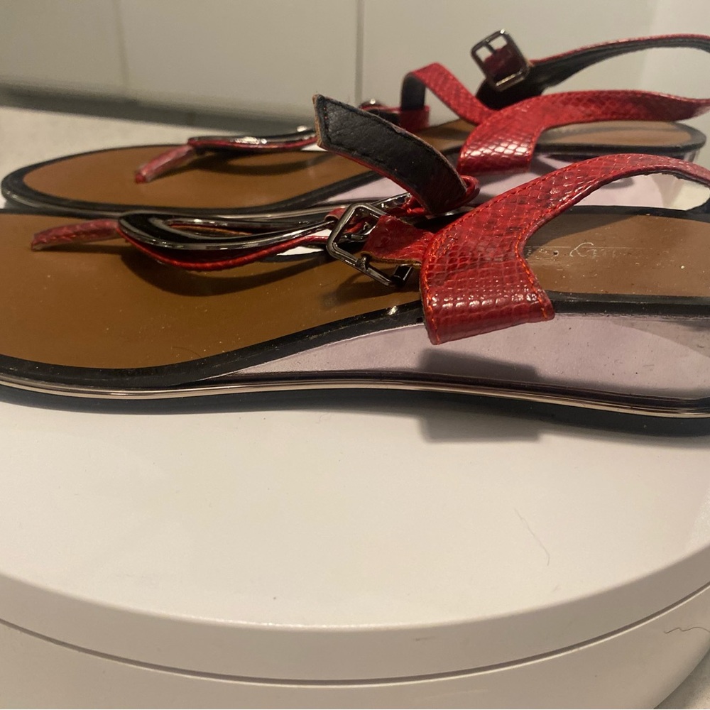 Red snake / silver elevated sandals - Picture 4 of 5